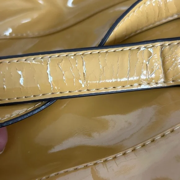 Kelly & Katie Faux Patent Leather Shoulder Purse in Muted Yellow Gold - Picture 9 of 10